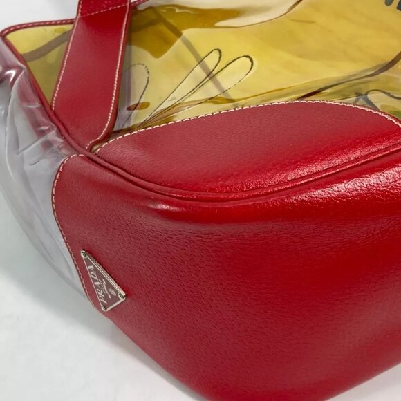 PRADA Vinyl Bags logo Tote Bag Shoulder Bag Vinyl / Leather Red/yellow - Picture 12 of 12
